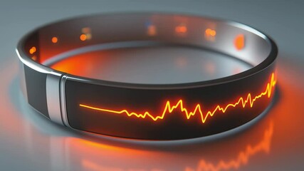 An innovative smart bracelet highlights real time heartbeat data through a glowing display while demonstrating fitness tracking capabilities