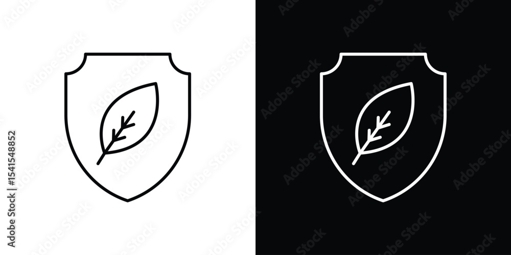 Poster shield with leafs icon design. simple stroke line vector icon set