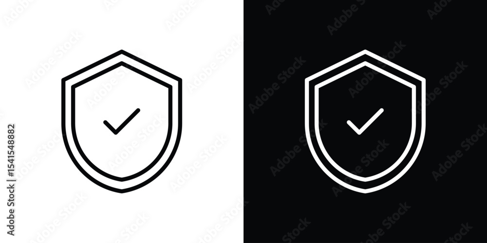 Aufkleber shield check mark icon design. simple stroke line vector icon set