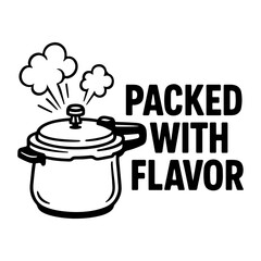 Savor the Depth of Taste Packed With Flavor with a Steaming Pressure Cooker Outline Vector SVG Illustration, Great for Gourmet Dishes and Home Cooking