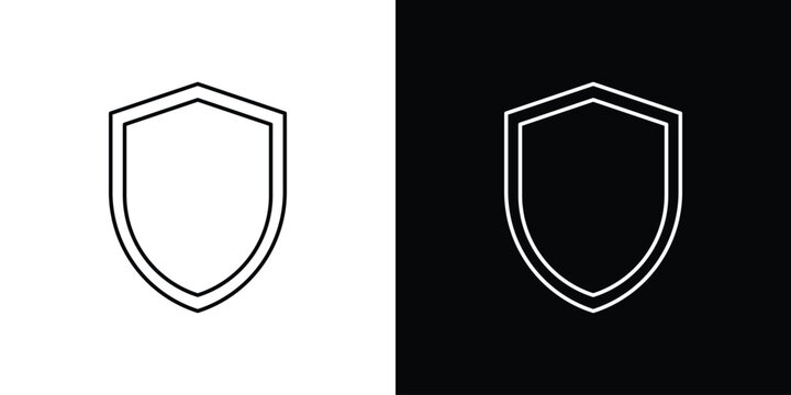 Shield icon design. simple stroke line vector icon set