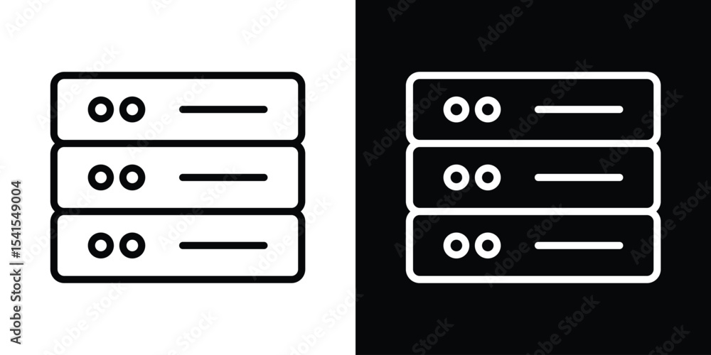 Poster server icon design. simple stroke line vector icon set