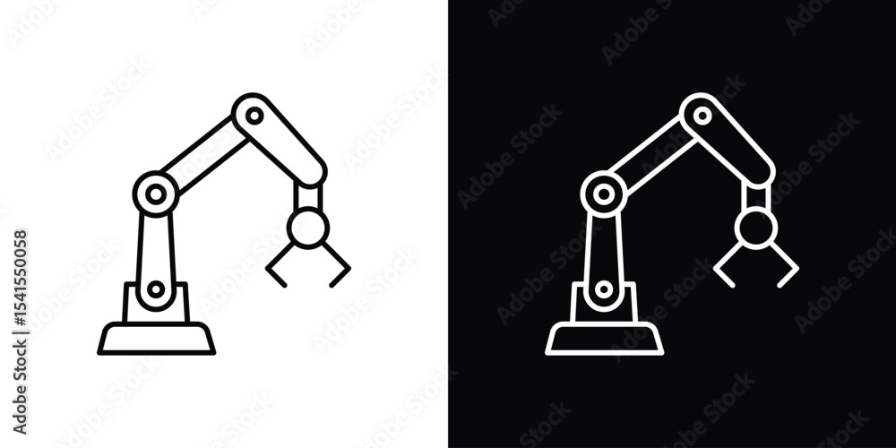 Poster robot arm icon design. simple stroke line vector icon set