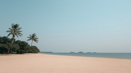 tropical beach with palm trees and sea