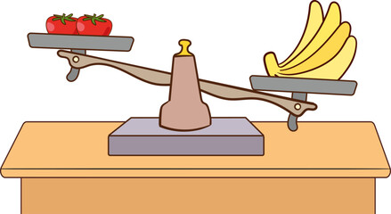 using a weighing scale to balance different objects