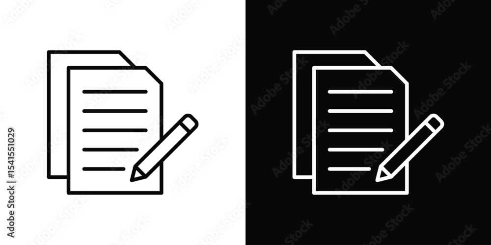 Poster registration form icon design. simple stroke line vector icon set