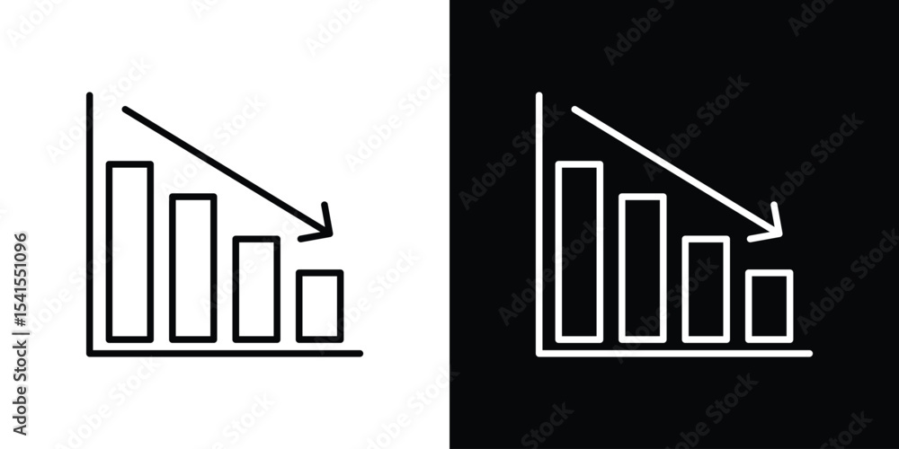 Poster reduction chart icon design. simple stroke line vector icon set