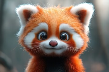 Obraz premium Cute red panda in a forest setting with an adorable expression
