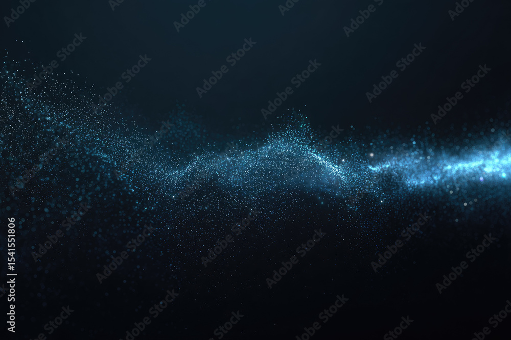 Aufkleber mesmerizing wave of shimmering blue particles flows across dark background, creating dynamic and eth