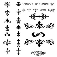 vintage page decor with crowns, arrows and floral elements