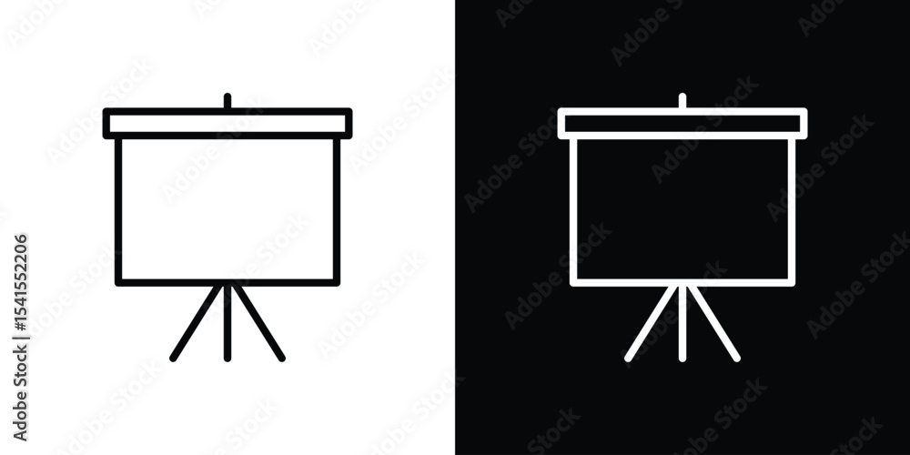 Poster presentation screen icon design. simple stroke line vector icon set
