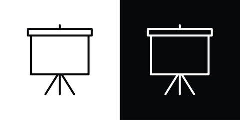 Presentation screen icon design. simple stroke line vector icon set