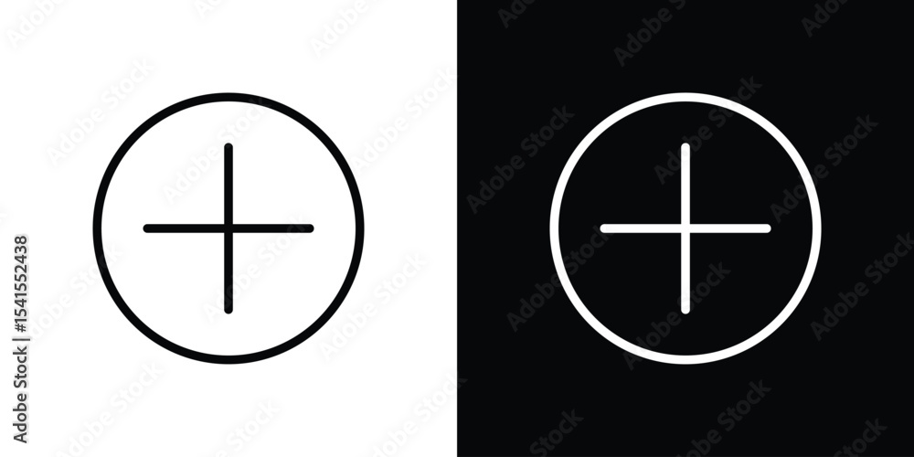 Poster plus icon design. simple stroke line vector icon set