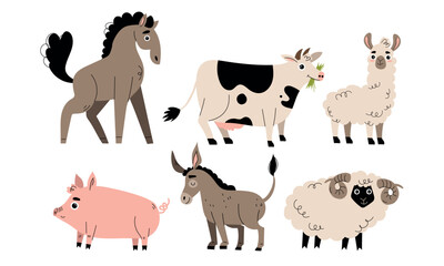 Farm Animals Collection Features a Horse, Cow, Pig, Goat, Donkey, and Sheep in total