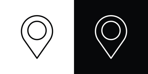 Pin icon design. simple stroke line vector icon set