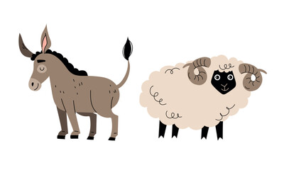An adorable and charming donkey and sheep illustration designed specifically for kids