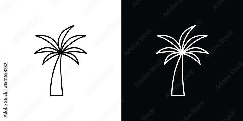 Poster palm tree icon design. simple stroke line vector icon set
