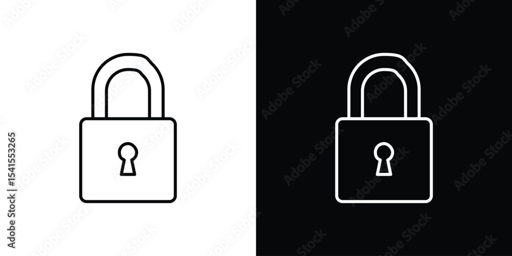 Poster padlock icon design. simple stroke line vector icon set