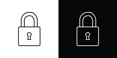 Padlock icon design. simple stroke line vector icon set