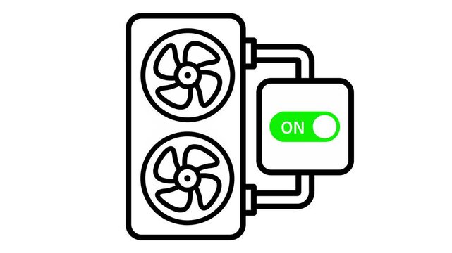 HVAC Unit with On/Off Switch Animation - Heating and Cooling System Icon