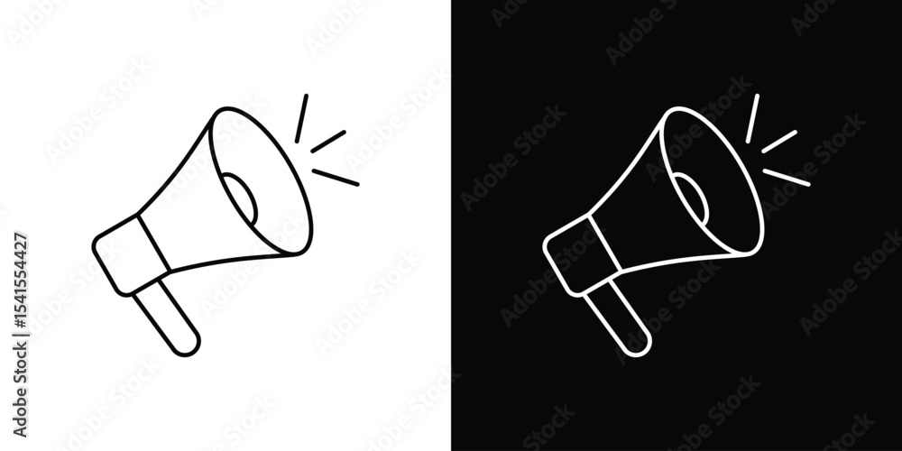 Poster megaphone icon design. simple stroke line vector icon set