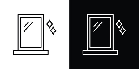 Makeup mirror icon design. simple stroke line vector icon set