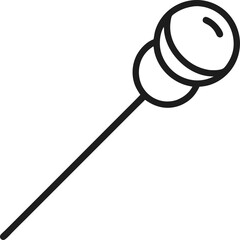 A simple line icon of an empty skewer stick with white background.