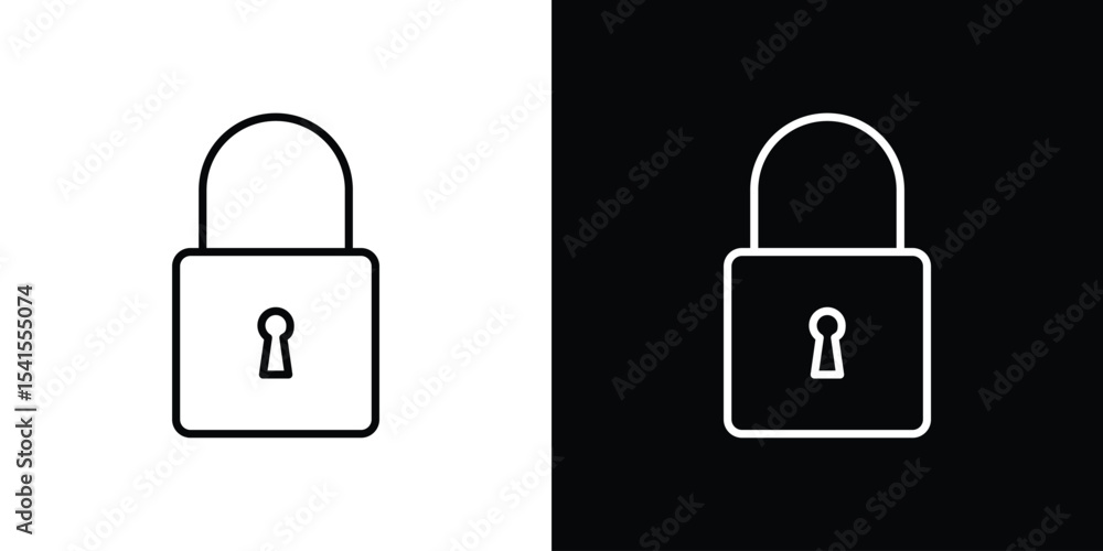 Poster lock icon design. simple stroke line vector icon set