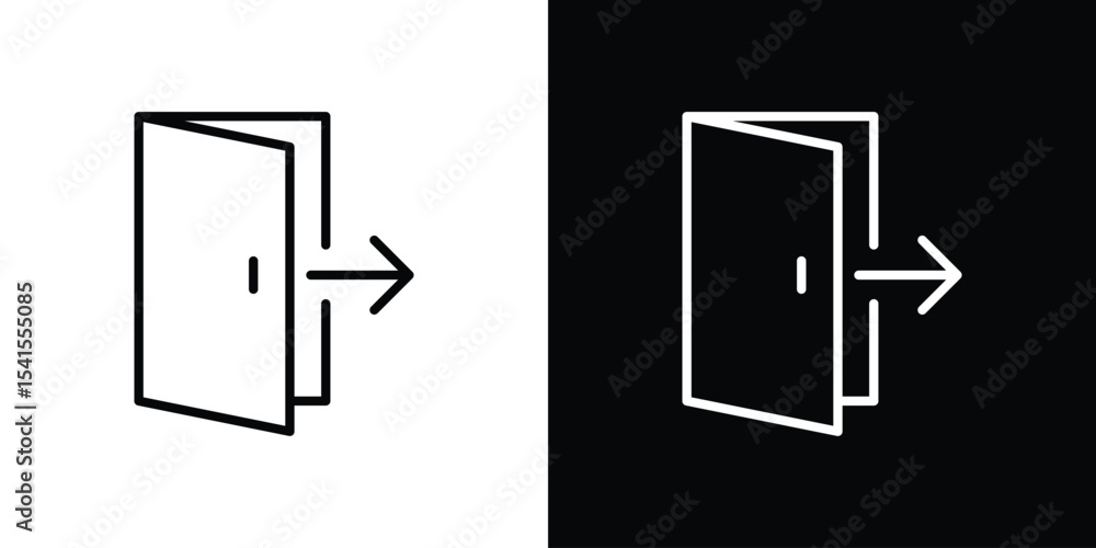 Poster logout icon design. simple stroke line vector icon set