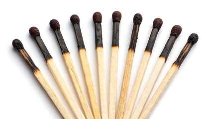 Burnt Matches A Top-Down View of Seven Used Matches