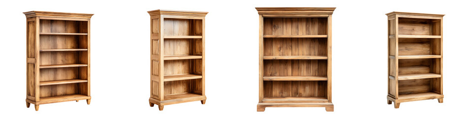 Wooden bookshelves with open shelving design