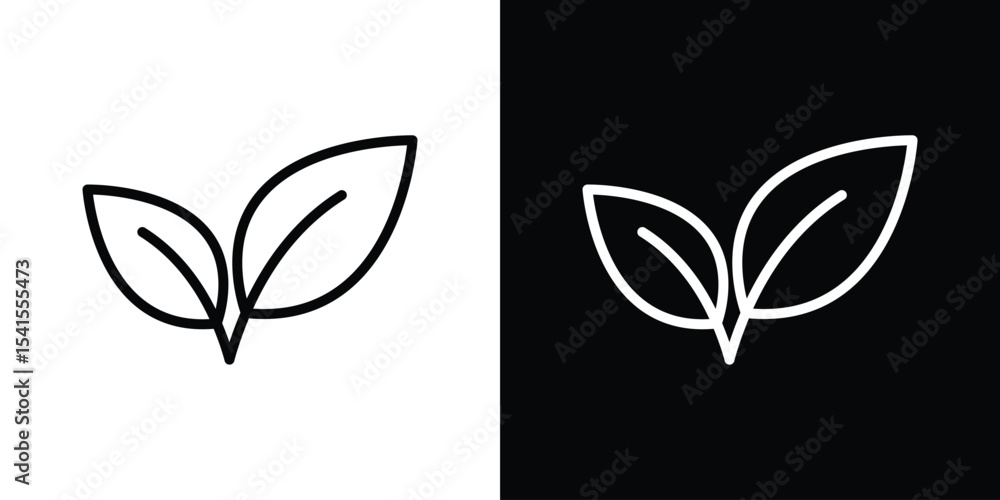 Poster leaf icon design. simple stroke line vector icon set