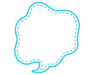 シンプルな点線付き吹き出し　柔らかい線の雲形