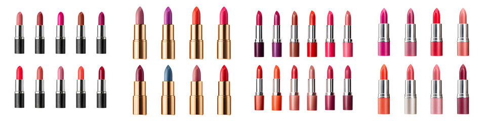 Assortment of diverse lipstick makeup products