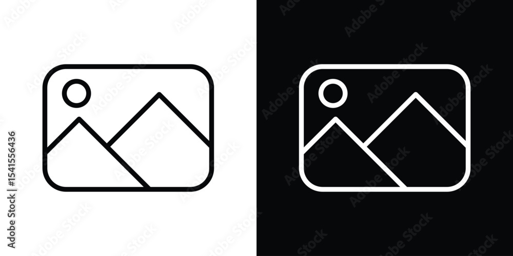 Poster image icon design. simple stroke line vector icon set