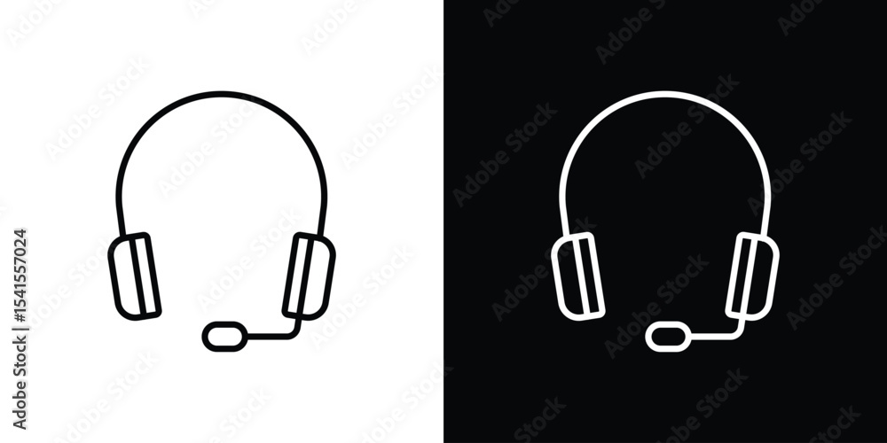Aufkleber headset icon design. simple stroke line vector icon set
