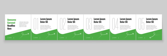 Instagram carousel template layout design for five tips sharing on social media. Linkedin carousel banner design vector template © Mina Market