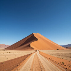 Majestic Namib Desert Dune Landscape: A Scenic Dirt Road Journey .