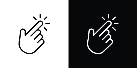 Hand click icon design. simple stroke line vector icon set