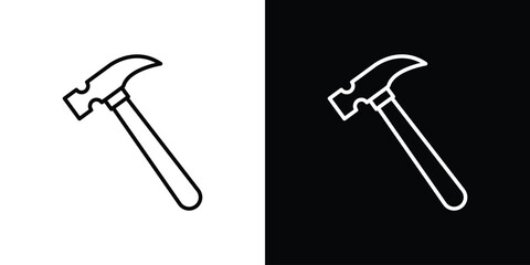 Hammer icon design. simple stroke line vector icon set