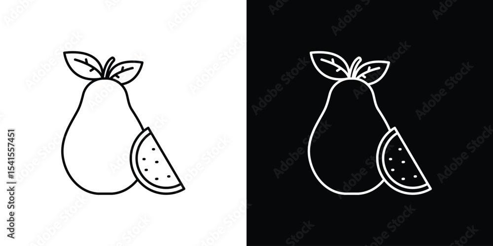 Poster guava icon design. simple stroke line vector icon set