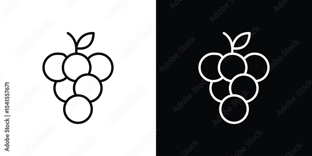Poster grape icon design. simple stroke line vector icon set