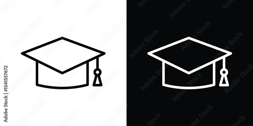 Poster graduation cap icon design. simple stroke line vector icon set