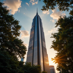 Stunning Sunset View: Modern Skyscraper Architecture .