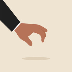 Minimalist business hand lifting an item. Hand reaching for an object. Flat style vector illustration