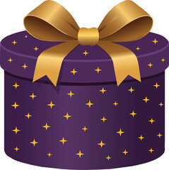 Luxury Purple Gift Box with Golden Ribbon and Star Pattern