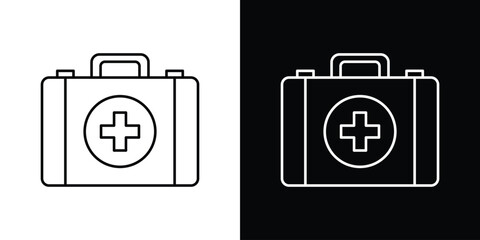 First aid box icon design. simple stroke line vector icon set