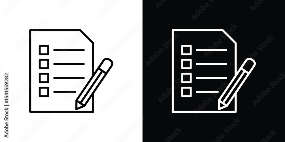Poster exam icon design. simple stroke line vector icon set