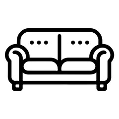 Sofa Icon in Outline Style as a Minimalist Vector for Interior and Furniture Design Concepts