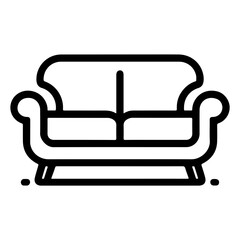 Sleek Outline Sofa Icon as a Vector Symbol for Seat and Chair Design in Modern Interiors